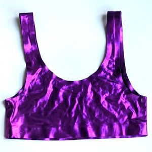 Purple metallic lame bra/ crop top